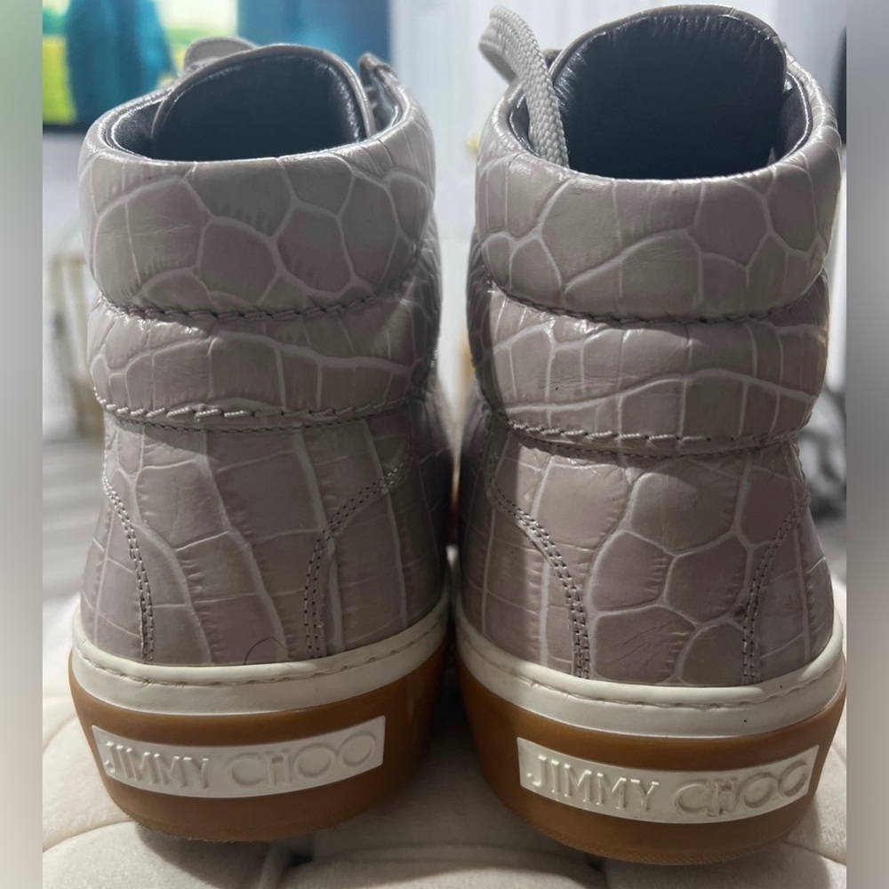 Jimmy Choo Croc-Embossed High-Top Sneakers - Picture 4 of 7